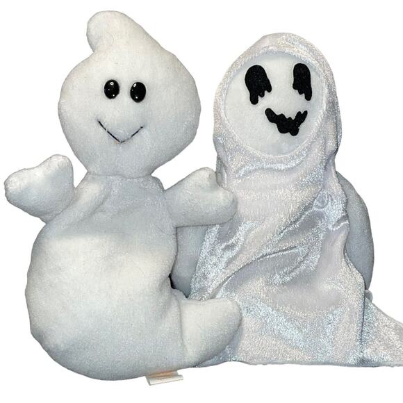 Halloween Plush Ty Beanie Spooky Ghost Sheets Hallmark Little Glimmer 8” Lot x3 - Picture 3 of 14